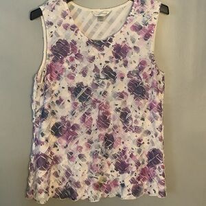 Christopher & Banks Purple and White Floral Tank Top with sequins